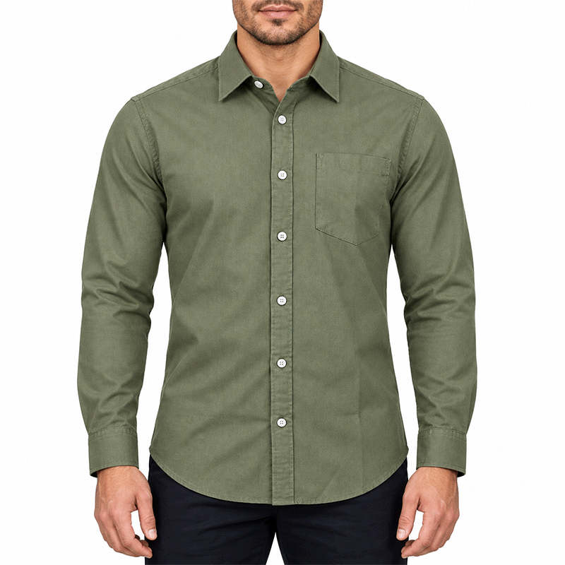 OLIVE FULL-SLEEVE SHIRTS FOR MEN 8SX0201