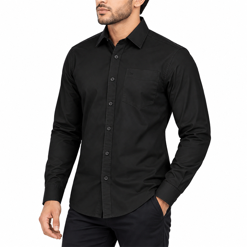 BLACK FULL-SLEEVE SHIRTS FOR MEN 8SX0620